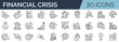 © SkyLine - Set of 30 outline icons related to financial crisis. Linear icon collection. Editable stroke. Vector illustration