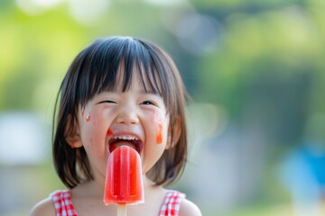 Playful young girl dining delight and displaying cute emotions. Cute girl joy-filled smile enjoys tasty meal table. Playful nature of childhood where every meal becomes celebration of life.