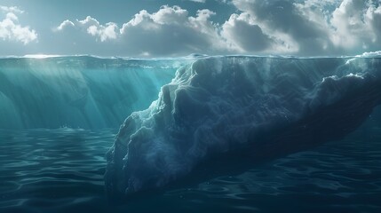 Iceberg - Underwater Risk - Global Warming Concept - 3d Rendering. 