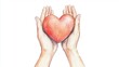 © Bantita - Hands lifting a heart, support and care, soft pastel colors, watercolor illustration, isolated on white background