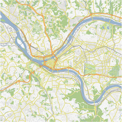 Road map of Pittsburgh in Pennsylvania. Contains layered vector with roads water, parks, etc.