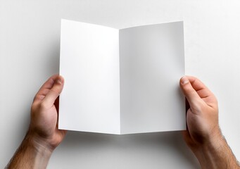 Poster - Blank leaflet held in hand by hand in white shirt.