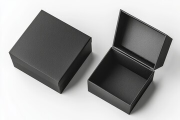 Poster - Isolated black opened and closed gift box mockups