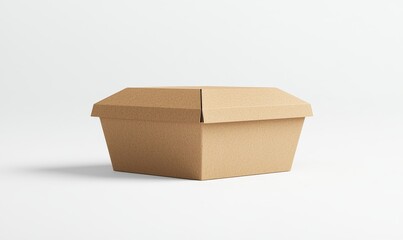 Aufkleber - Craft burger box mockup, isolated, side view, 3d rendering. Empty cardboard container mockup for hamburger and sandwich. Clear carton template for cheeseburger.