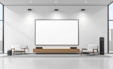 Aufkleber - An isolated gray background with a blank white press wall mockup