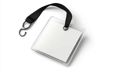 Poster - An isolated mockup of a black lanyard with a laminated horizontal name badge