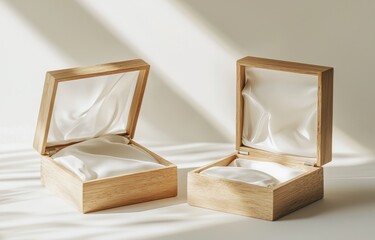 Aufkleber - Gift box mockup with blank wood that opens and closes