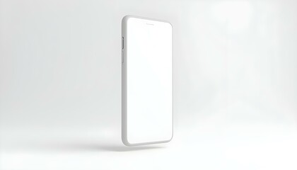 Wall Mural - Mockup mobile phone with white screen standing floating, white background, Mobile Mockup, Mobile on white background, mobile screen blank 