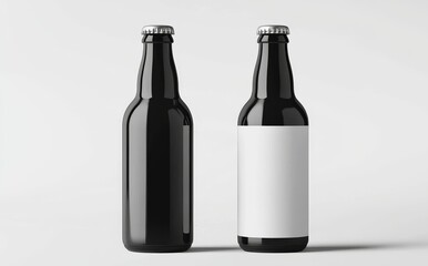 Poster - A mockup of a black and white glass beer bottle with a label