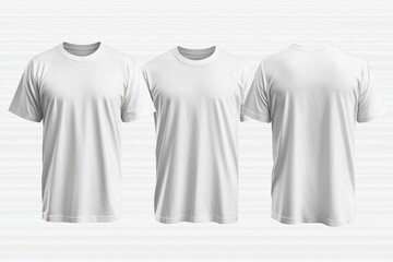 Front and side views of a blank white wrinkled t-shirt