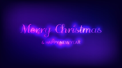 Canvas Print - Merry Christmas and Happy New Year neon background