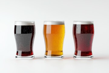 Poster - A mockup of a transparent glass filled with light, red, and dark beer
