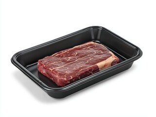 Poster - Mockup of a transparent plastic tray with beef on the top, top view