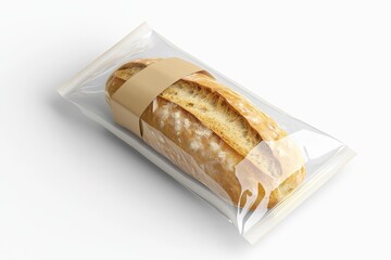 Poster - A blank mockup of a bread pack in transparent cellophane and craft paper