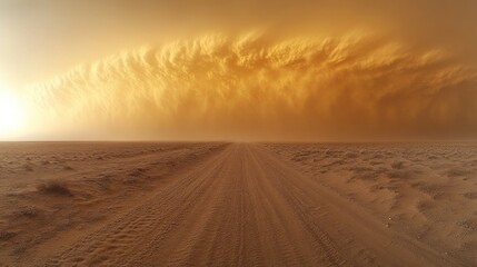 dust storm over desert road