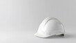 © F - Isolated white construction helmet in a mockup style, front-facing and centered against a clean white background. Ideal for projects focused on safety, construction, and industrial design