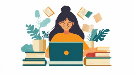 Poster - Flat Design of Language Learning Process Through Watching Educational Video Tutorials Online for Knowledge and Skill Improvement