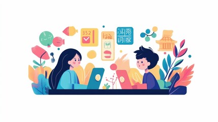 Poster - Vibrant and Interactive Flashcards for Effective Daily Language Practice and Learning Featuring a Flat Design Style