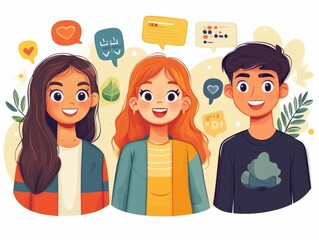 Poster - Flat design of interactive language learning exercises and practice tools for digital courses mobile apps and educational websites