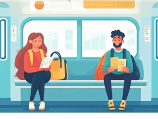 Poster - Flat Design of Language Learning with Digital Flashcards During Daily Commute for Efficient and Productive Skill Development