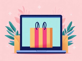 Poster - Flat design depicting the exciting unboxing experience of an e commerce product  The image showcases the minimal clean presentation of a box or package being opened to reveal the merchandise inside