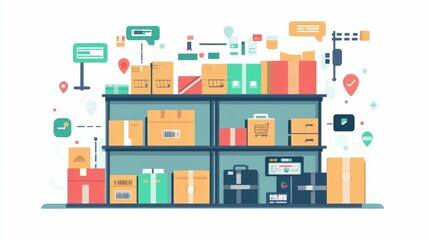 Poster - Flat design of an efficient supply tracking and barcoding system for logistics management warehouse inventory control
