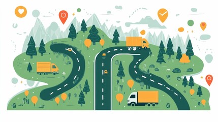 Poster - Optimizing Delivery Routes and Logistics Processes with Efficient Flat Design for Transportation Shipping and Supply Chain Management