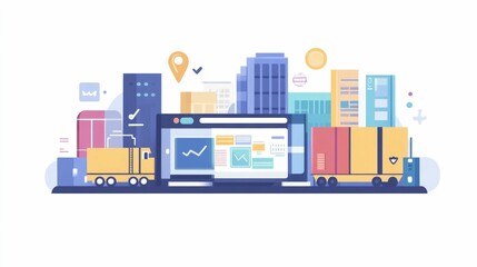 Poster - Streamline your supply chain with this modern flat design showcasing real time shipment updates and efficient logistics management