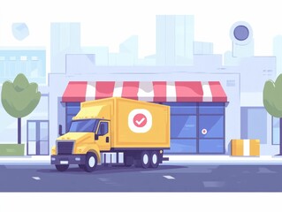 Poster - Comprehensive real time tracking and logistics management solution for efficient express delivery services showcased through a flat design