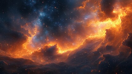 Wall Mural - abstract cosmic scene with swirling nebulas vibrant star clusters and ethereal light patterns evokin