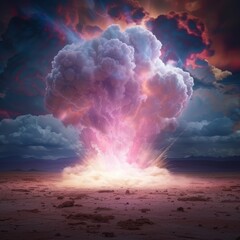 Wall Mural - Dramatic explosion in the desert