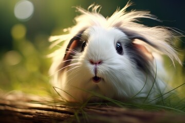 Sticker - Fluffy white rabbit in nature