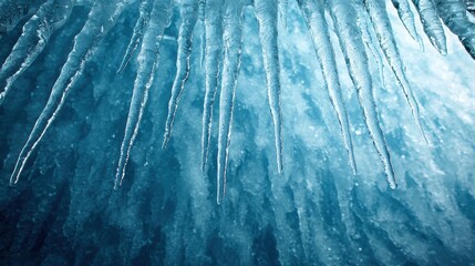 Poster - Icicles hanging from a frozen surface