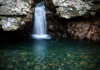 Sticker - Serene waterfall cascading into crystal clear pool