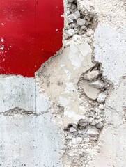 Poster - Textured concrete wall with red paint