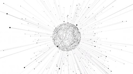 3D render of geometric loop animation of sphere with beams on white background, 4K animated background