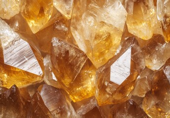 Wall Mural - Sparkling amber quartz crystals