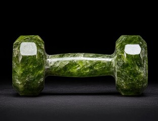 Poster - Dumbbell-shaped green crystal on black background