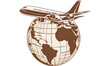 © Kanokmai - Illustration of 3D travel globe with an airplane flying around it transparent background (png)