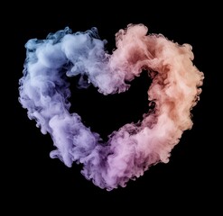 Sticker - Colorful smoke heart shape on black background