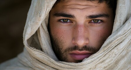 Canvas Print - Mysterious man with piercing eyes