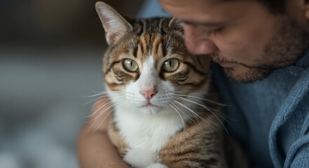 Cute animal wallpaper collection, Affectionate tabby, Loving cat nuzzles owner's face in tender embrace