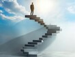 © Emqan - Businessman on spiral staircase with abstract building