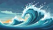 © Mis_TiKa - Ocean water wave splash. Sea surf cartoon vector icon. Liquid drop stream summer game graphic. Isolated fluid high falling tsunami swirl vfx design. Storm motion clipart for environment illustration