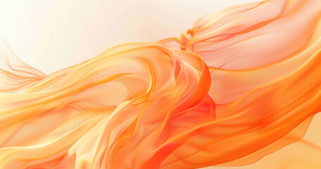 Wall Mural - A bright orange background with a wavy line