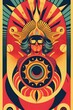 © freelanceartist - Vintage psychedelic poster featuring a head shot of a  hippie man from the 1970s. Colorful, retro patterns.  groovy, vibrant, kaleidoscopic, bohemian, trippy, swirl, tie-dye, abstract, floral, peace