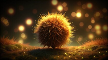 Wall Mural - Spiky chestnut with a warm, glowing background