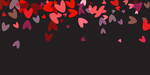 Wall Mural - Valentine's Day background February 14th with pink hearts and confetti. Magic fantasy girly gradient. Cartoon vector romantic illustration.