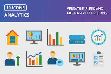 Wall Mural - Analytics Flat Icon Set