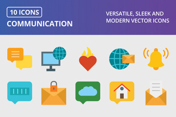 Wall Mural - Communication Flat Icon Set